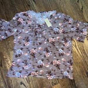 American Eagle Outfitters Boho Mauve Floral Peasant Blouse LARGE *NWT*